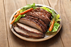 sliced brisket on plate